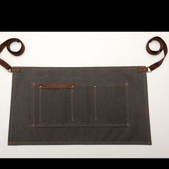 Waxed Canvas Half Apron for Women and Men / Barista  Waitress Bartender Apron. - Picture 1 of 12